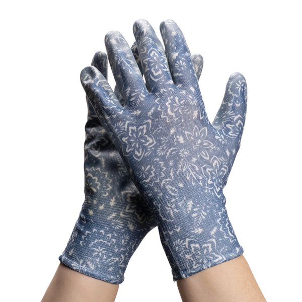 Muk Luks Women's Garden Clog and Glove Set | Denim Floral