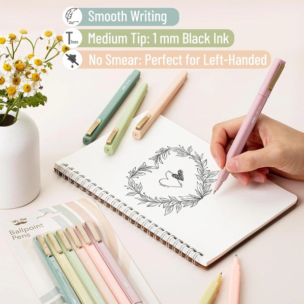 Mr. Pen Aesthetic Pens 6-Pack Black Ink Fast Dry