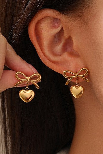 18K Stainless Steel Tarnish Free Heart Earrings