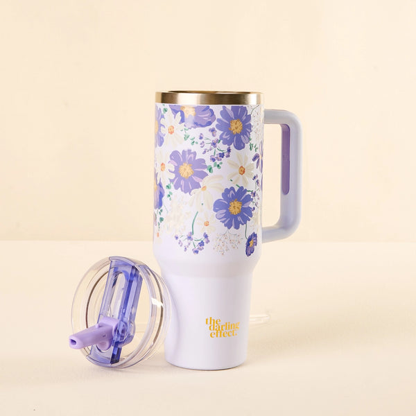 40 oz Lifestyle Flip Straw Tumbler | Bouquet Beauty Purple