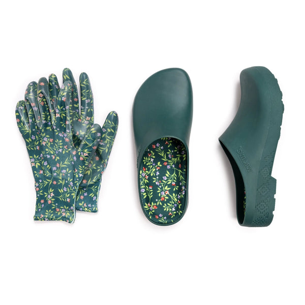 Muk Luks Women's Garden Clog and Glove Set | Green Floral