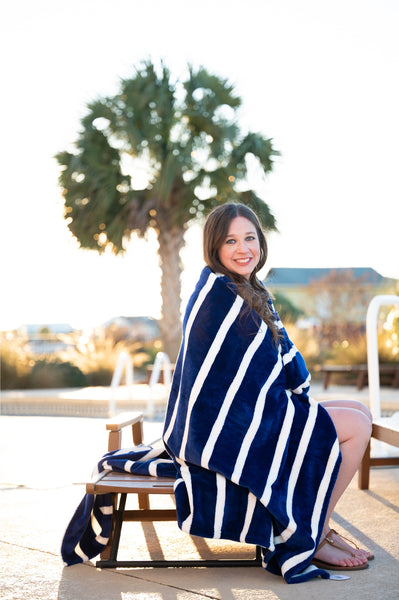 Navy Stripe Blanket