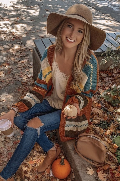 Color Block Tribal Cardigan-PLUS