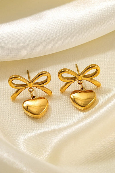 18K Stainless Steel Tarnish Free Heart Earrings