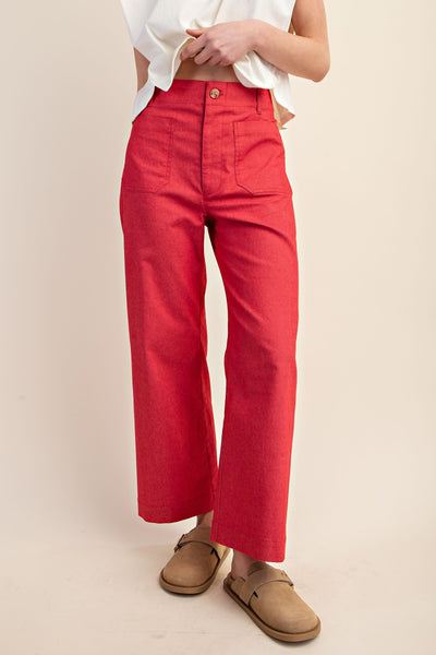 Ankle Cropped Summer Pants | Raspberry