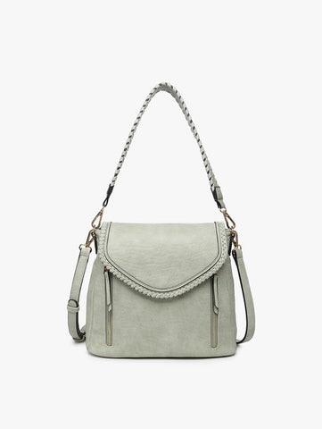 Lorelei Double Zip Whipstitch Trim Crossbody | Pistachio