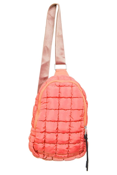 Quilted Sling Bag For Women | Coral
