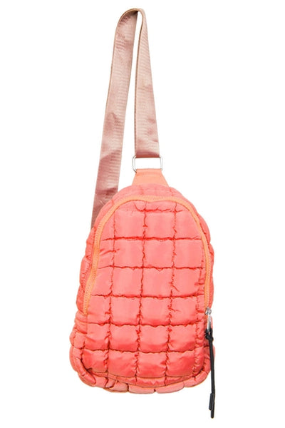 Quilted Sling Bag For Women | Coral