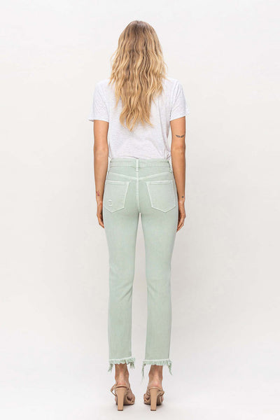 Mid Rise Crop Straight Jeans