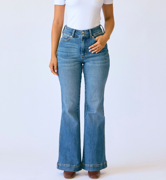 Judy Blue HW Flare Tummy Control Double Button | Petite