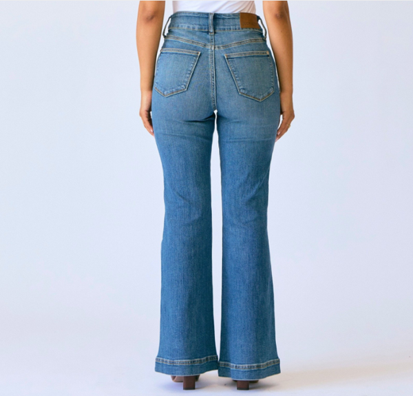 Judy Blue HW Flare Tummy Control Double Button | Petite