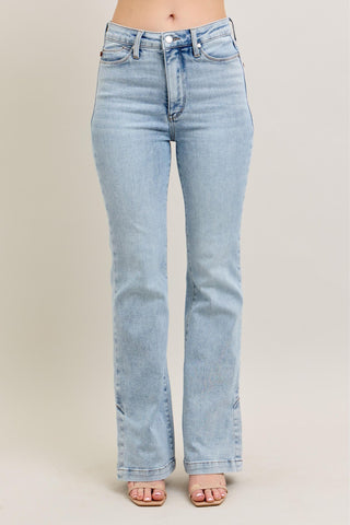 HW Tummy Control Vintage Wash Side Slit Slim Boot
