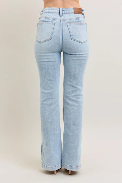 HW Tummy Control Vintage Wash Side Slit Slim Boot