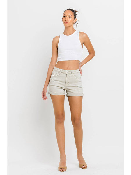 High Rise Rolled Up Shorts