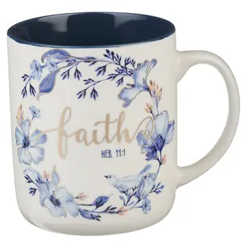 Blue Floral Geometric 4pc Mug Set