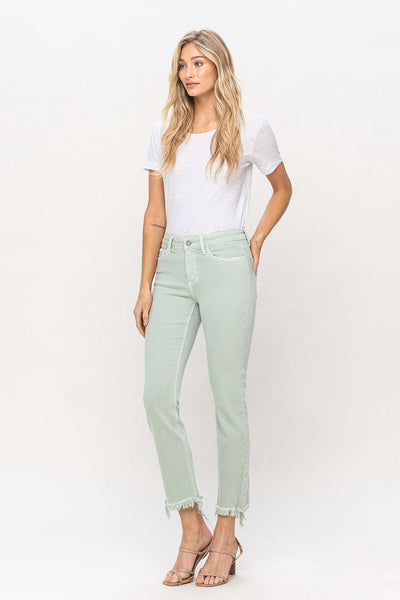 Mid Rise Crop Straight Jeans