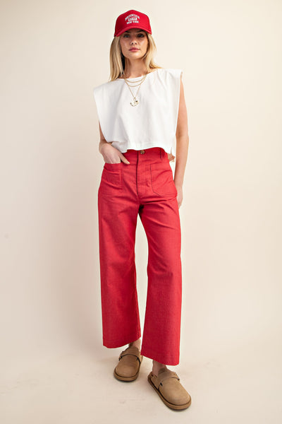 Ankle Cropped Summer Pants | Raspberry