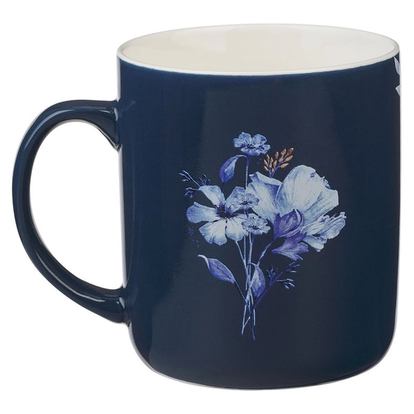 Blue Floral Geometric 4pc Mug Set