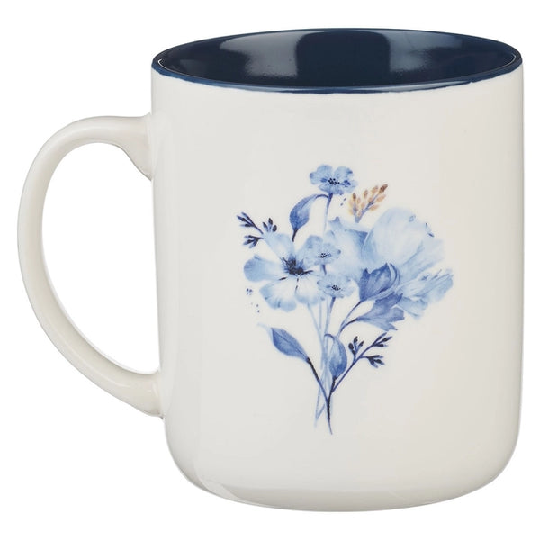 Blue Floral Geometric 4pc Mug Set