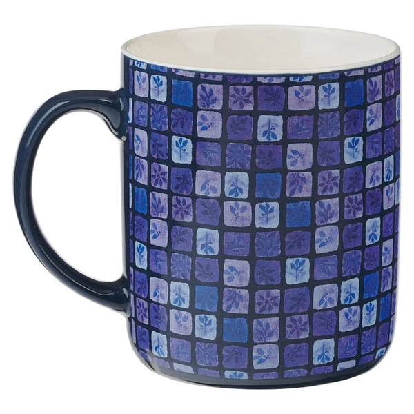 Blue Floral Geometric 4pc Mug Set