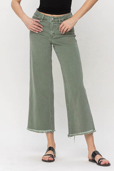 High Rise Crop Wide Leg Jeans