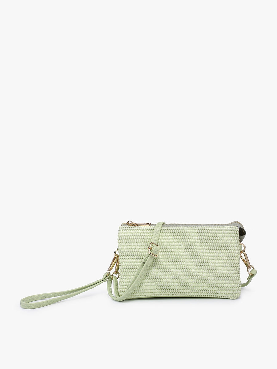 Riley Straw 3 Compartment Crossbody/Wristlet | Lt. Green