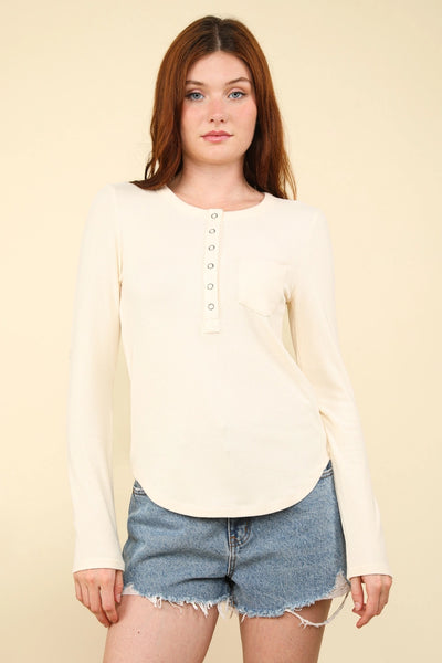 Soft Brushed Solid Knit Casual Top | Cream