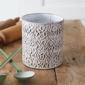Wildflowers Stamped Metal Utensil Holder
