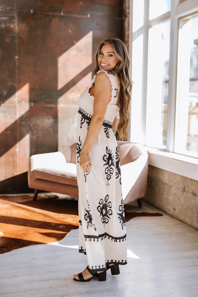 Leo Boho Smocked Sleeveless Maxi Dress