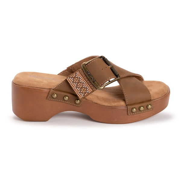 Muk Luks Women's Charlotte Sandal | Brown Crazyhorse