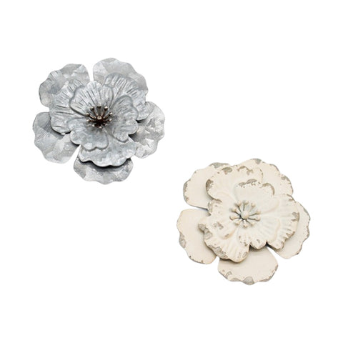 Gray & Tan Metal Flowers