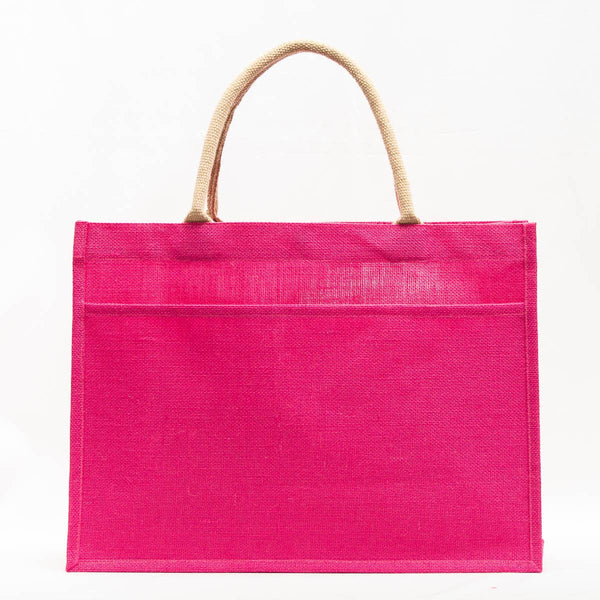 Jute Pocket Tote|Magenta