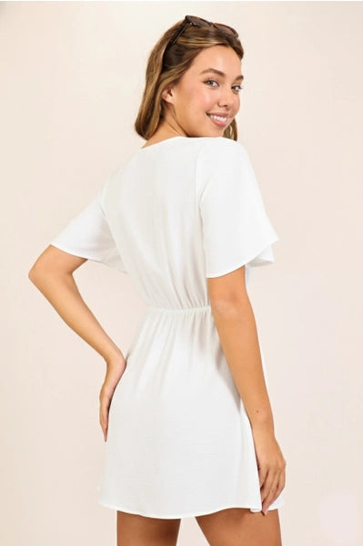 Airflow Flutter Sleeve Boho Mini Dress | White