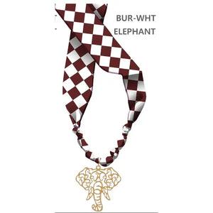 Burgundy and White Gameday Scarf Necklace | Elephant