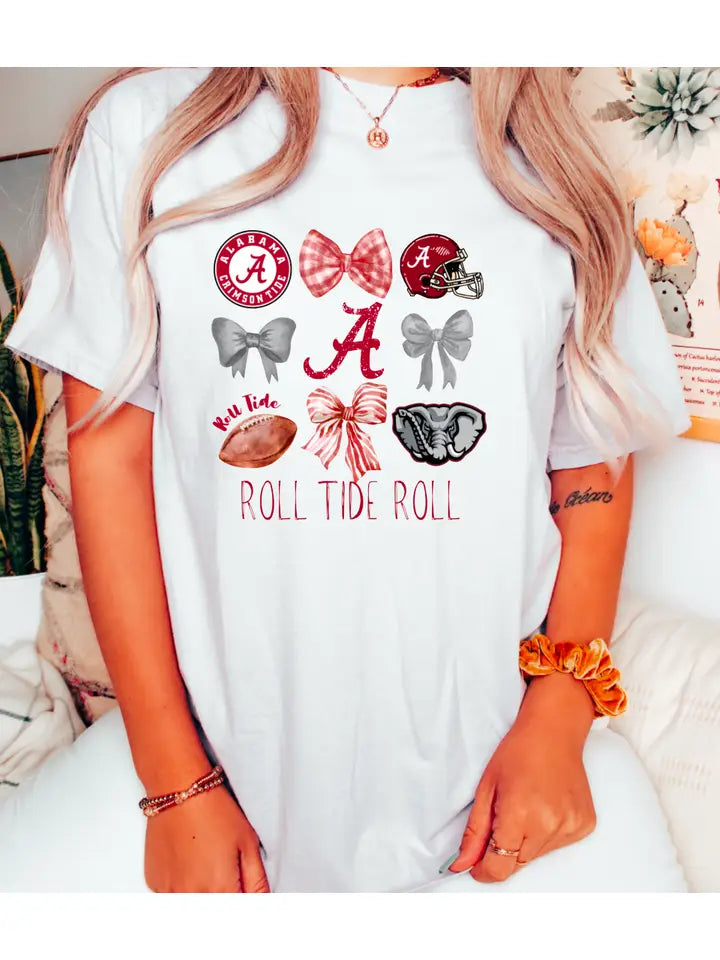 Alabama Football Coquette Graphic Tee Roll Tide