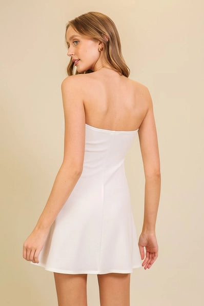 Strapless A-Line Mini Dress | White