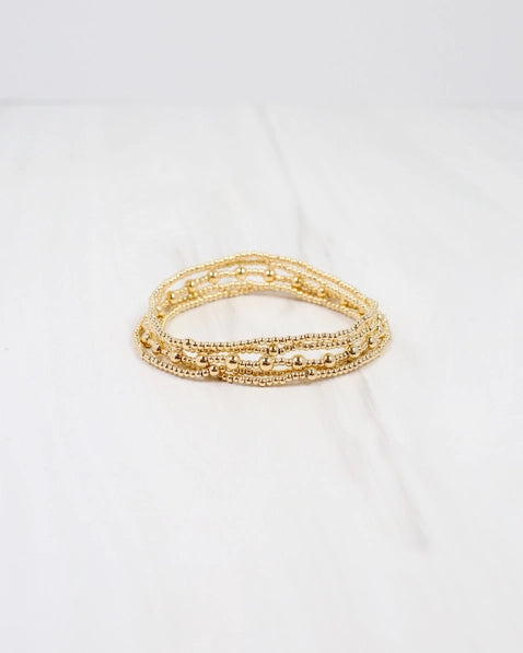 Anadarko Beaded Bracelet Set Gold