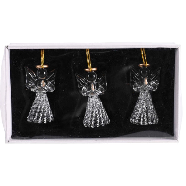 Praying Angel Glass Ornament, Set of 3