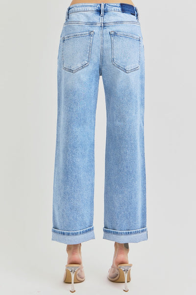 High Rise Ankle Boyfriend Cuffed Jeans