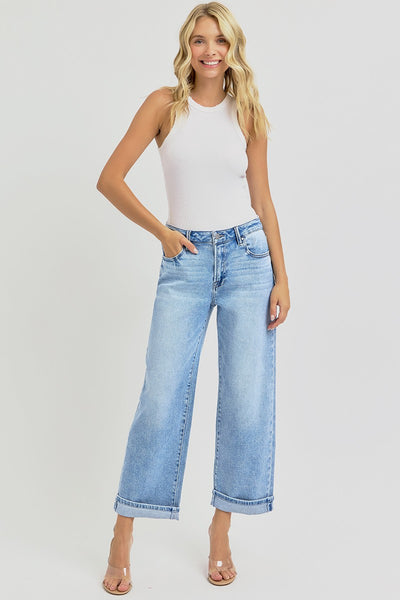 High Rise Ankle Boyfriend Cuffed Jeans