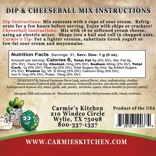 Carmie's Artichoke Parmesan Dip Mix