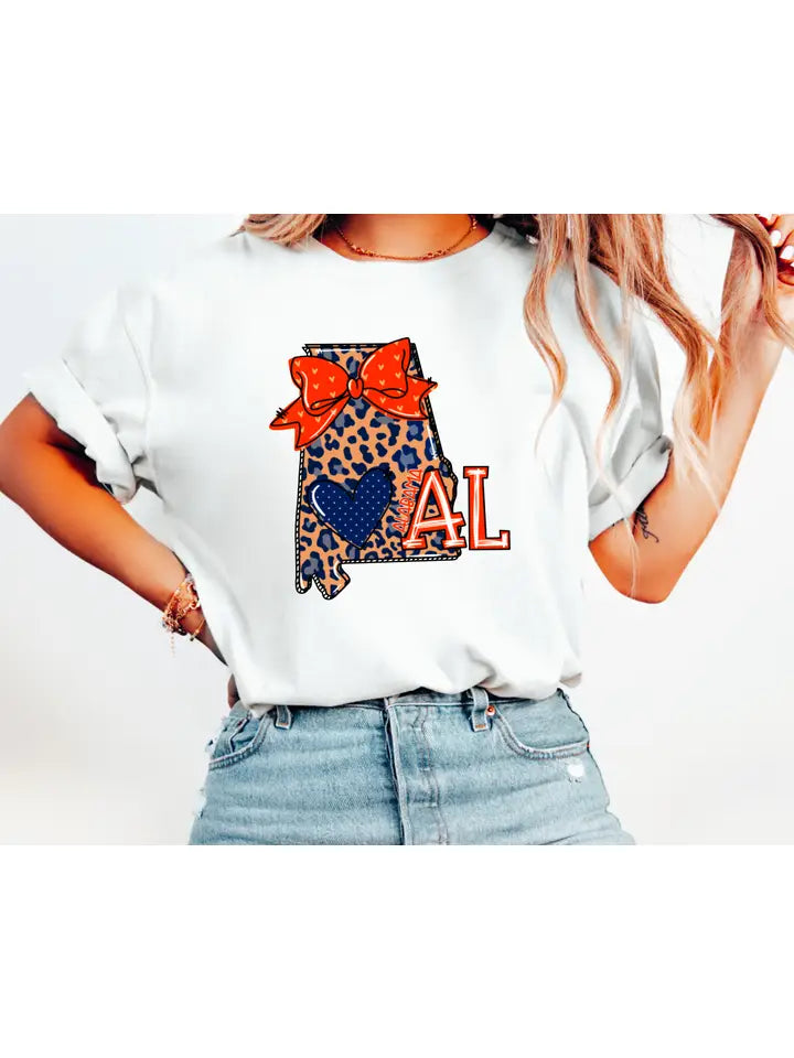 Auburn Leopard State Coquette Graphic Tee Football