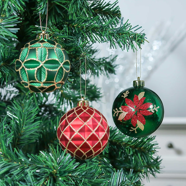 Red Green and Gold Majestic Christmas Ornament Bundle Set