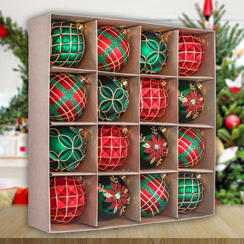 Red Green and Gold Majestic Christmas Ornament Bundle Set