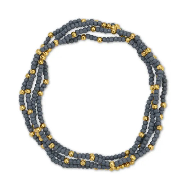 2mm Stretch Seed Beed Bracelets | Blue Grey