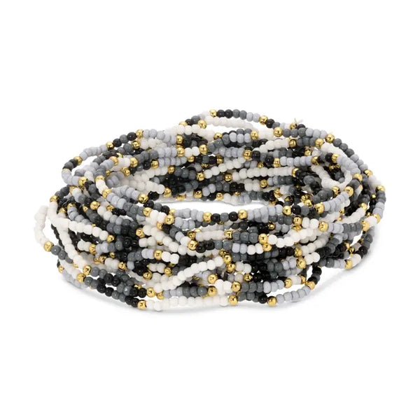2mm Stretch Seed Beed Bracelets | Black/Grey/White