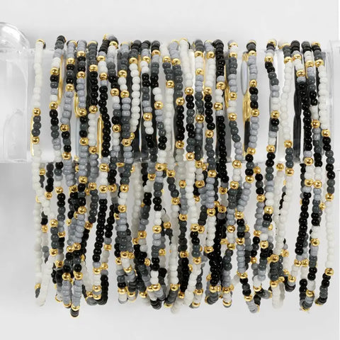 2mm Stretch Seed Beed Bracelets | Black/Grey/White