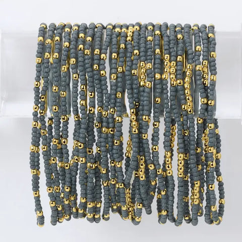 2mm Stretch Seed Beed Bracelets | Blue Grey