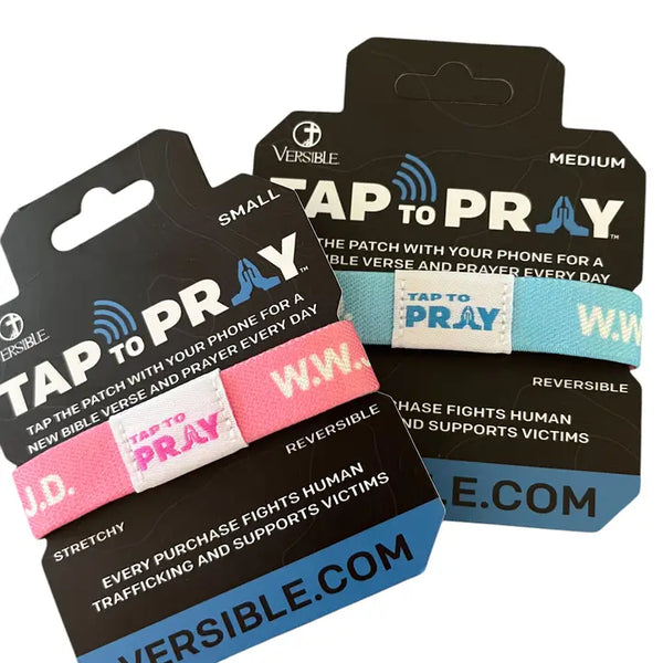 Tap To Pray™ Wristbands - Blue & Pink WWJD | 3 Sizes