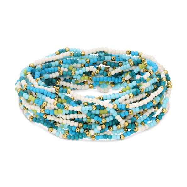 2mm Stretch Seed Beed Bracelets| Blue/White/Green